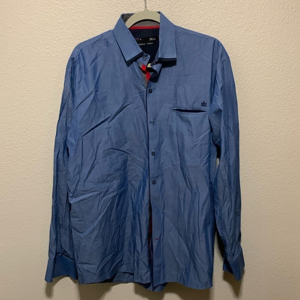 Alpha Male by Rebel Men’s Long Sleeved Dress Shirt Size 17 Blue